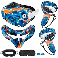 Compatible with Oculus Quest 2 Accessories, Silicone Face Cover, VR Shell Cover,Touch Controller Grip Cover,Protective Lens Cover,Disposable Eye Cover (Aurora)
