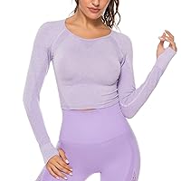FITTOO Women's Crop Long Sleeves Workout Tops Sports Shirts