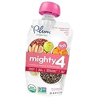 Plum Organics Tots Baby Food Pouch | Mighty 4 | Carrot, Guava, Oats, Black Beans | 4 Ounce | 6 Pack | Organic Food Squeeze for Babies, Kids, Toddlers