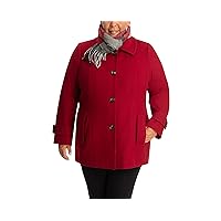 LONDON FOG Women's Single-Breasted Plus Size Wool Blend Coat with Scarf
