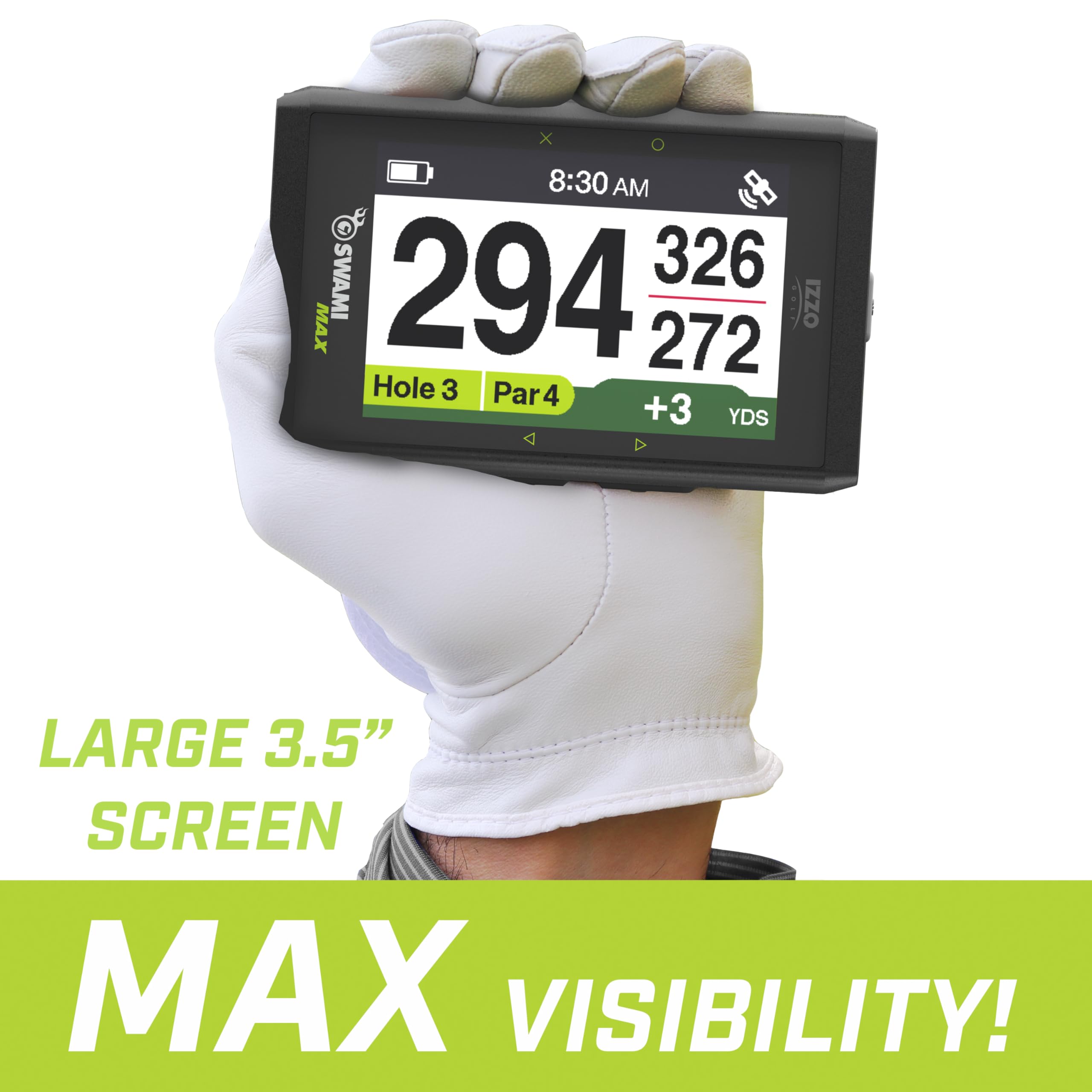 IZZO Golf Swami Max Handheld GPS Unit - Rangefinder Golf GPS with Oversized Large Color Screen for Measuring Golf Distances