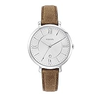 Fossil Women's Jacqueline Quartz Stainless Steel and Leather Watch, Color: Silver, Light Brown (Model: ES3708)