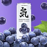 CHI FOREST Grape Sparkling Water 24 Cans, Flavored Sparkling Water, 0 Sugar and 0 Calorie Bubbly Water, Refreshing Carbonated Water, Perfect for Party, Exercise or Work, 11.16 Fl oz, Pack of 24