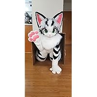 Japan Cute White Cat Fursuit Fullsuit Teen Costumes Full Furry Suit Furries Costume Anime CUSTOM