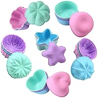 To encounter Silicone Cupcake Baking Cups, Food Grade Non-Stick Silicone Muffin Liners, Reusable 3 3/4 Inch Silicone Molds, 6 Shapes Pack of 24