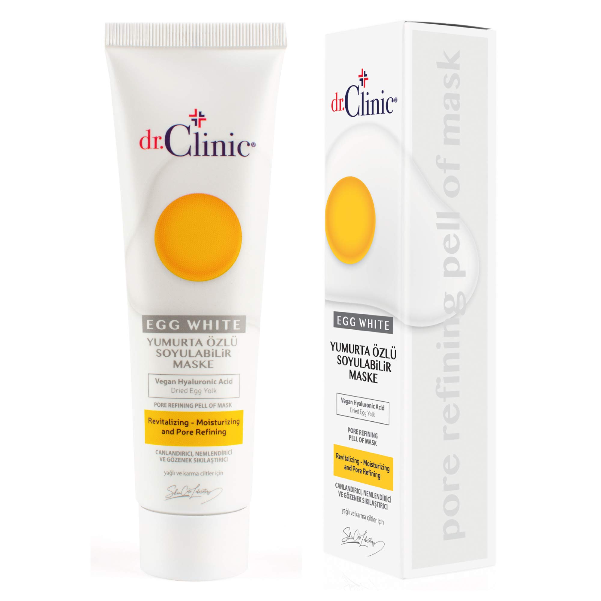 Dr.Clinic Egg White Pore Refining Peel Off Mask with Drilled Egg Yolk, Vegan Hyaluronic Acid | Revitalizing, Moisturizing Peeling Face Mask | Deep Facial Cleansing Treatment | Reduces Fine Lines & Acne Scars | Cruelty-Free, Paraben-Free 3.38 Fl.Oz.