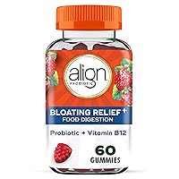 Align Probiotic, Bloating Relief + Food Digestion, Probiotics for Women and Men, Probiotic Helps Soothe Occasional Bloating*, With Vitamin B12 to Help Break Down Food into Cellular Energy*,60 Gummies