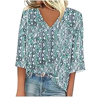 Womens Tops V-Neck Floral Printed Tunic Tops Short Sleeve T Shirts Trendy Plus Size Blouses Fashion Pullover Tops