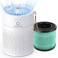 Air Purifier for Bedroom, KOIOS H13 True HEPA Filter Air Purifiers for Desktop Office Car Pets with USB Cable, Small Air Cleaner, Night Light, Timer, Remove 99.97% Smoke, Dust, Odors, Allergies, VOCs