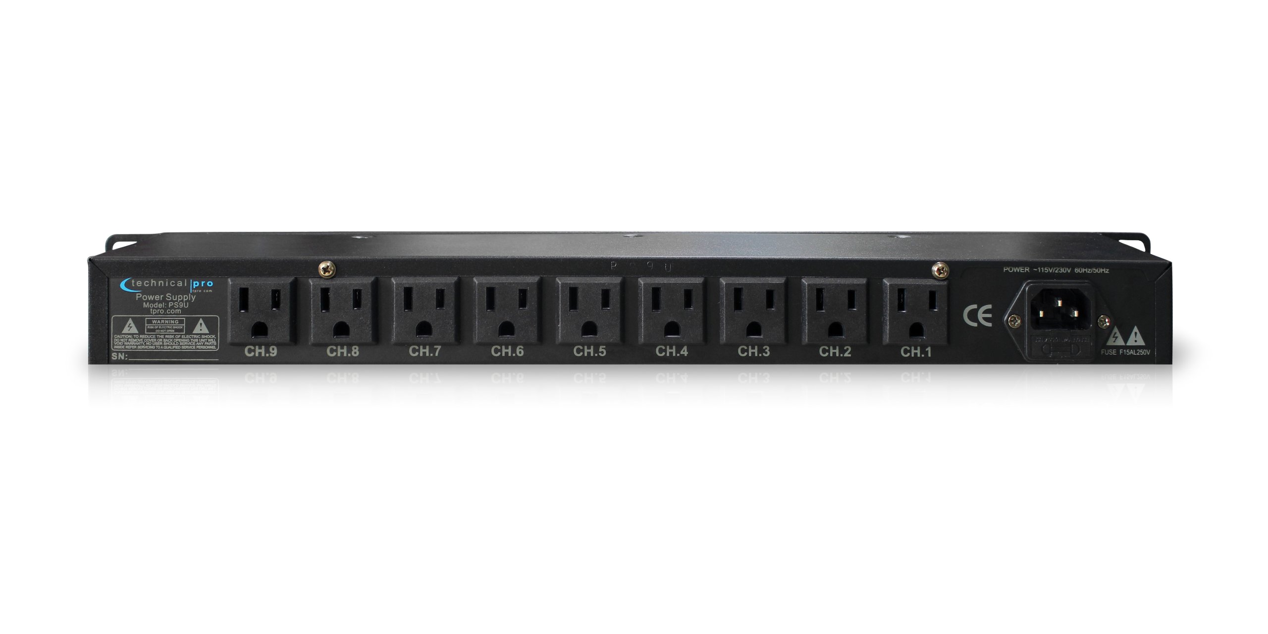 Technical Pro PS9U Rack Mount Power Supply with 5V USB Charging Port