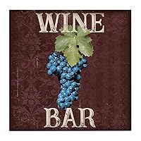 Carved Wooden Plaque Wine Bar,Grape,Art,Fresh Fruit,Sweet,Natural,Delicious,Farmhouse,Green Leaves,Retro,Vintage,Rustic,Wine Grapes,Red Wine,Wine,Embroidered Background,Blue, Vintage Wooden Plaque, Inspirational Quotes Wooden Sign for The Home Office Decorations 12x12 Inch