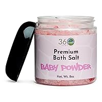 Baby Powder Bath Salt Scrub - All-natural, Vegan & Cruelty-free Body Exfoliator - Detox & Moisturizing Bath Soak for Sensitive Skin - Alcohol, Parabens & Sulfate Free
