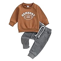 Toddler Baby Boy Outfit Rugby Football Game Day Print Sweatshirt Tops Pants Set Cute Infant 2Pcs Fall Winter Clothes