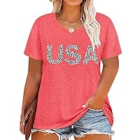 CARCOS Womens Plus Size Tops Short Sleeve Shirts V Neck Tunic Floral/Tie Dye/Solid Summer Tees XL-5X