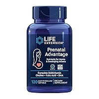 Life Extension Prenatal Advantage Supplement – Comprehensive Prenatal Vitamin for Pregnant Women - Complete Multivitamin for Healthy Brain with DHA - Non-GMO, Gluten-Free -120 Softgels