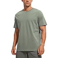 CRZ YOGA Men's Cotton Polyester Short Sleeve T-Shirt Classic Fit Casual Workout Tops Soft Premium Tee