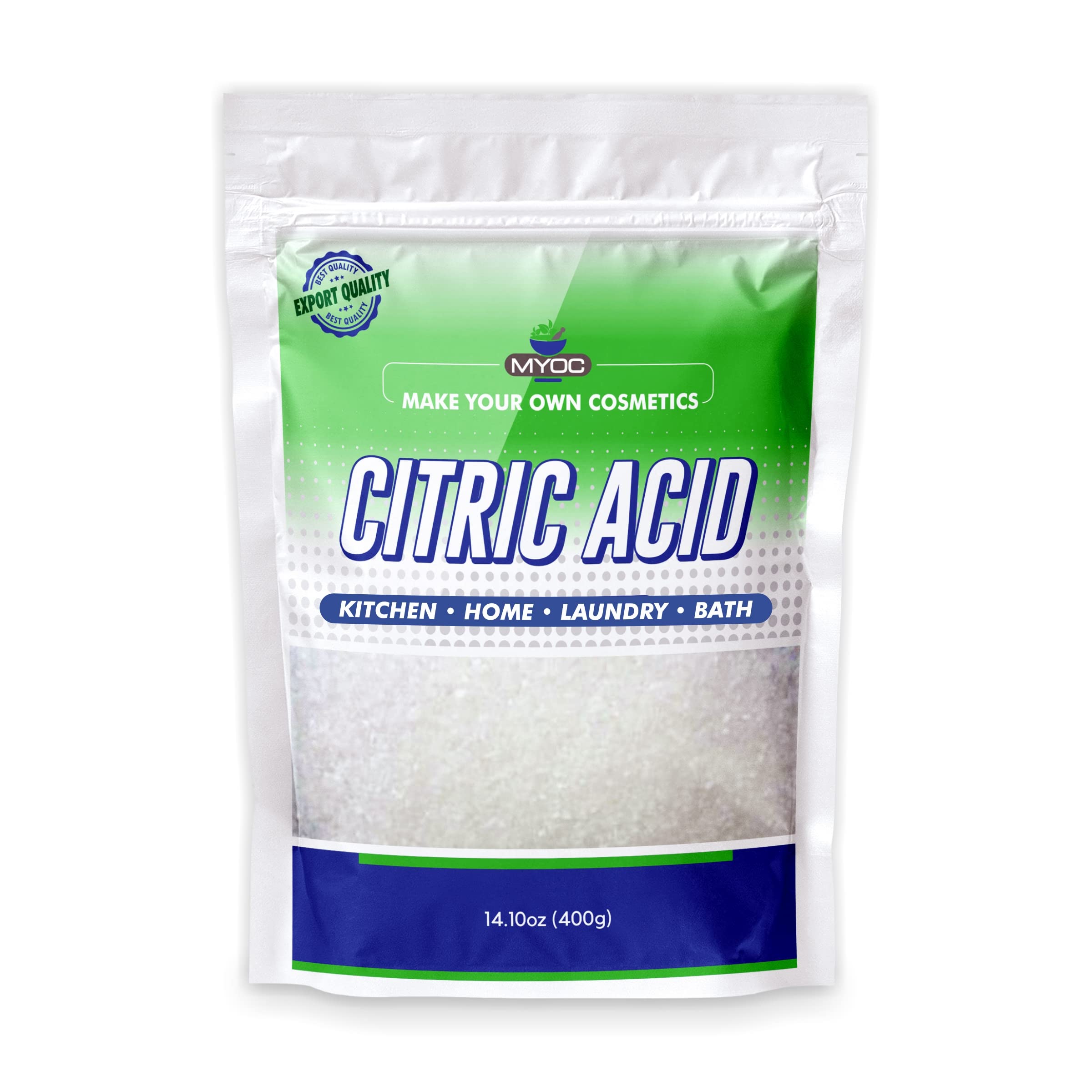Myoc Pure Citric Acid Powder for Cleaning, Grocery & Gourmet Food, Bath Bombs Citric Acid Bulk | Food Grade - 400 gm (14.10 Ounce) | Pack of 1