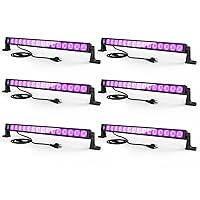 6PCS 42W LED Black Light Bar, Black Lights for Glow Party, Blacklight with Plug&Switch, Each Light Up 21x21 Sq.ft Area, Glow Light for Halloween, Body Paint, Bedroom, Classroom, Stage Lighting