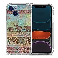 Case for iPhone 14, Tribal Elephants Pattern Drop Protection Shockproof Case TPU Full Body Protective Scratch-Resistant Cover for iPhone 14