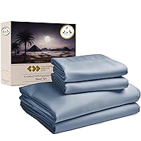 California Design Den Certified Luxury 100% Egyptian Cotton Sheets, Queen Sheets Set, 4 Piece Deep Pocket Bed Sheets Set, Sateen Cooling Sheets for Hot Sleepers, Egyptian Cotton Sheets Queen Blue