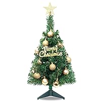Mini Christmas Tree,Small Christmas Tree with Star Hanging Ornaments Artificial Xmas Tree for Home,Office,Tabletop,Indoor Holiday Great DIY Christmas Decorations 25.6Inch