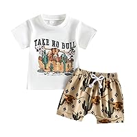 Western Baby Boy Clothes Cow Cactus Print Short Sleeve T-shirt Casual Shorts Toddler Summer Outfits