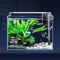 Rimless Glass Aquarium Starter Kit (3 Gal), Ultra Clear Low Iron Glass Fish Tank Set, Small Beta Fish Tank & Filter with Surface Skimmer & 3-Mode LED Light