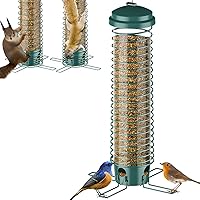 Bird Feeders for Outdoors Hanging, Squirrel Proof Bird Feeder for Outside, Metal Hanging Bird Seed Feeders for Wild Cardinal Finch Sparrow Blue Jay, 3.7LBs Large Capacity, 4 Ports, Chew-Proof