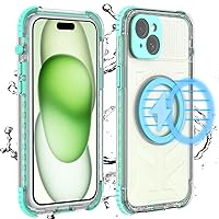 Designed for iPhone 15 Plus Case Waterproof, Shockproof Phone Case with Built in Screen Protector for iPhone 15 Plus Blue