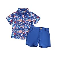 4th of July Toddler Boy Outfit Cute Short Sleeve Flag Shirt Tops Shorts Bowtie Independence Day Baby Boy Clothes