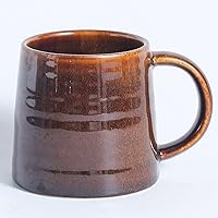 Large Ceramic Coffee Mug, Handmade Pottery Mugs, Tea Cups with Big Handle for Office and Home, 15.5 oz, Dishwasher and Microwave Safe (Brown)