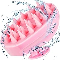 Scalp Massager, Shampoo Brush Hair Scrub Brush for Wet and Dry Hair, Soft Silicone Bristles Head Massager Clean Hair, Reduce Dandruff, Massage Scalp, Promote Hair Growth, Pink