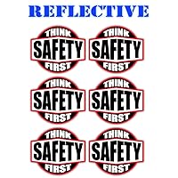 6 Pack | Reflective Think Safety First Hard Hat Stickers | Motorcycle | Welding Biker Helmet Decals | Laborer | Foreman | Welder, Lineman, Driller, Dredger, Construction Vinyl Decal
