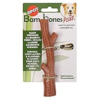 Bam-bones PLUS Branch -Bamboo Fiber & Nylon, Durable Long Lasting Dog Chew for Aggressive Chewers – Great Toy for Adult Dogs & Teething Puppies under 60lbs, Non-Splintering, 5.75in, Beef Flavor