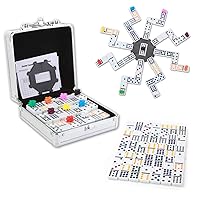 NOLIE Mexican Train Dominoes Game, Double 12 Dominoes Set, Dot Dominoes with Aluminum Case