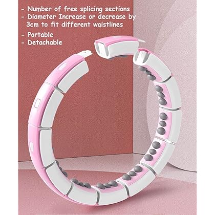 Blue/White Noise Reduced 360° Massage Smart Magnet Hula Hoop with Counter and 15 Detachable Sections. for Waist & Abdomen Exercise, Lose Weight, Shape Body & Trim Waist. Plus, Free Resistance Band