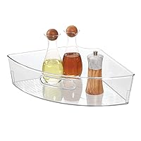 iDesign Recycled Plastic 1/4 Wedge Lazy Susan Turntable Organizer with Handle, Pantry, Bathroom, General Storage and More – 16.5