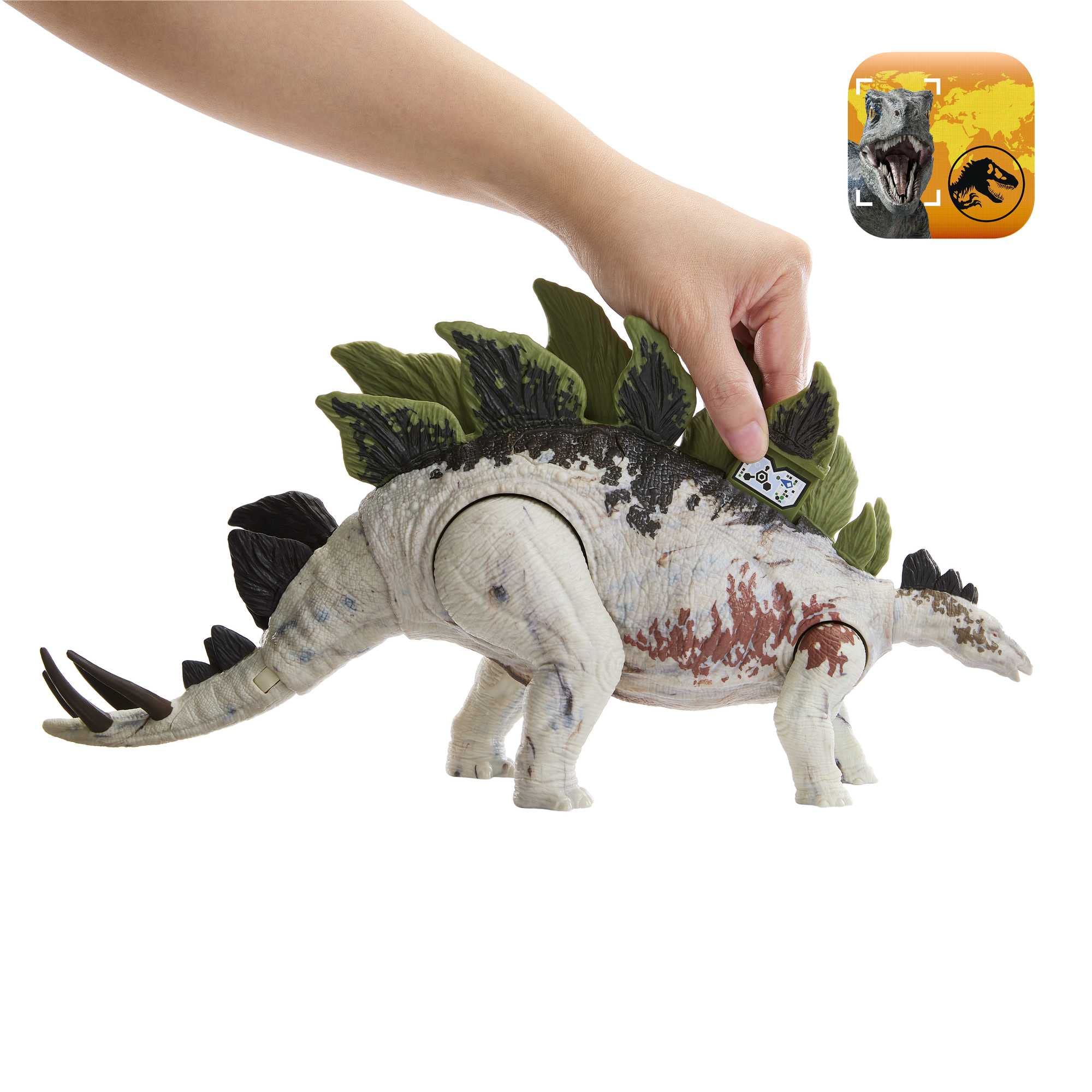 Jurassic World Dominion Gigantic Trackers Stegosaurus Action Figure Toy with Attack Motion & Tracking Gear, Plus Downloadable App & Ar