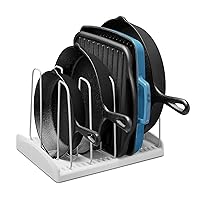 YouCopia StoreMore Cookware Rack, Adjustable Pan and Pot Organizer for Kitchen Cabinet Storage, White