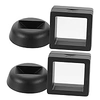 2pcs Coin Holder Ring Holder for Floating Acrylic Display Case American Coin Challenge Display Aa Medallion Jewelry Holders Monitor Holder Black Frame 3D Jewelry Rack