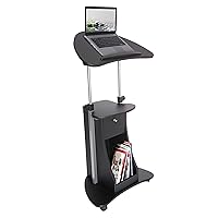 Techni Mobili Sit-to-Stand Mobile Medical Laptop Computer Cart, Black, Adjustable Height, B005