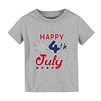 Top Girl Age 7 Independence Day Happy 4TH July Cartoon Print Boys and Girls Tops Short Sleeved T Shirts for Girls