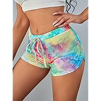 Shorts for Women Shorts Women's Shorts Tie Dye Knot Front Shorts Shorts (Color : Multicolor, Size : Medium)