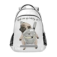 ALAZA Pug Dog Print Puppy Funny Backpack Purse for Women Men Personalized Laptop Notebook Tablet School Bag Stylish Casual Daypack, 13 14 15.6 inch