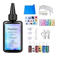 UV Lamp+100G Upgrade Quick Cure Clear Hard Low Odor UV Resin+ Color Pigment+Mold+Sequin+Mat+Tool+Glove UV Resin Starter Kit for Jewelry Making
