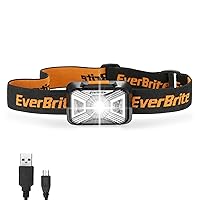 EverBrite Headlamp Rechargeable with Red Light - LED Head Lamp Flashlight with 4 Lighting Modes, Outdoor Hands-Free Headlight for Camping Hiking Running Hurricane Flood Power Failure Emergency