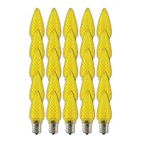 Lighting LED C9 Light Bulbs, E17 Sockets, Flashing Yellow, Commercial Grade Replacement Lamps, Christmas or Year Round, 25 Pack