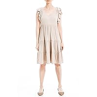 Max Studio Women's Jersey Ruffle Sleeve Tiered Short Dress