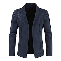 Men's Knitted Cardigan - Spliced Criss-Cross Shawl Collar Sweater Jacket, Winter Casual Thickened Long Sleeve