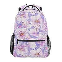 ALAZA Cherry Blossom Light Pink Flowers Floral Backpack Purse with Multiple Pockets Name Card Personalized Travel Laptop School Book Bag, Size S/16 inch